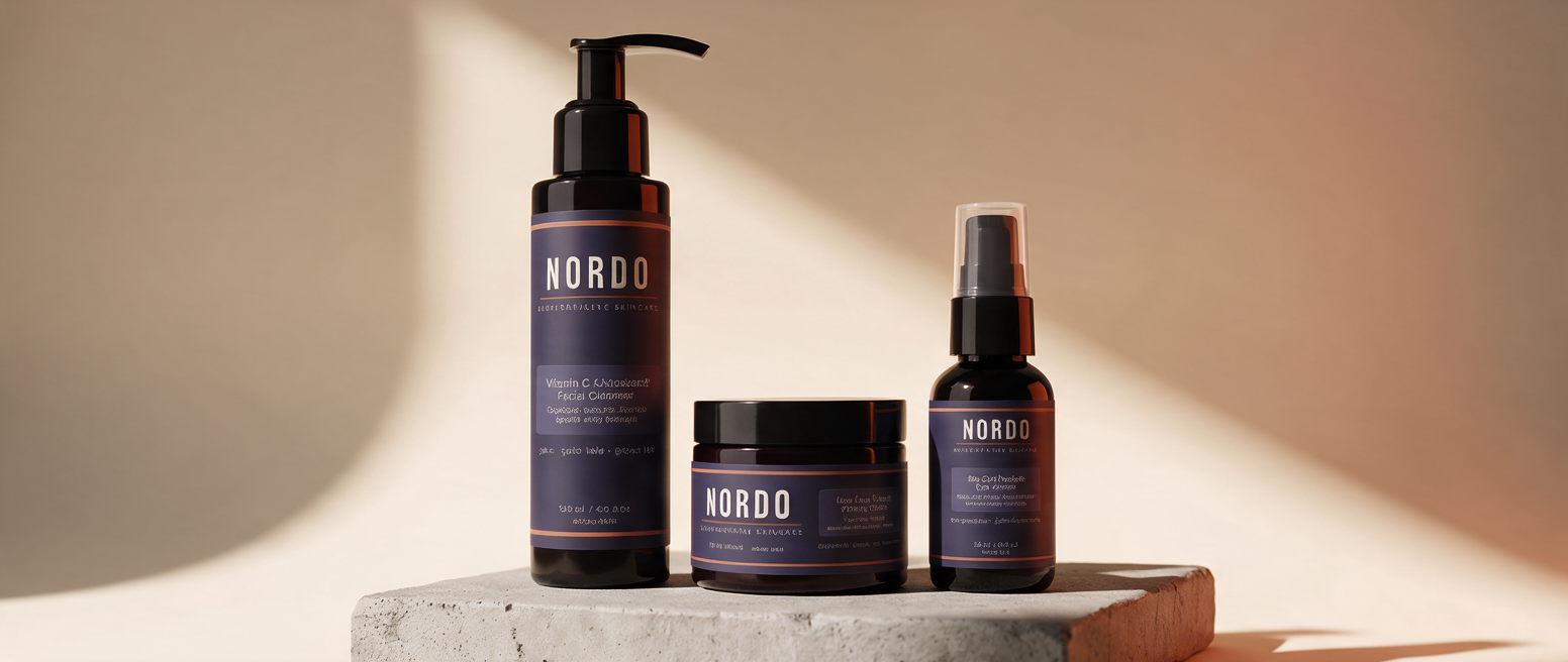 The NORDO trio — Vitamin C cleanser, peptide eye serum and firming cream